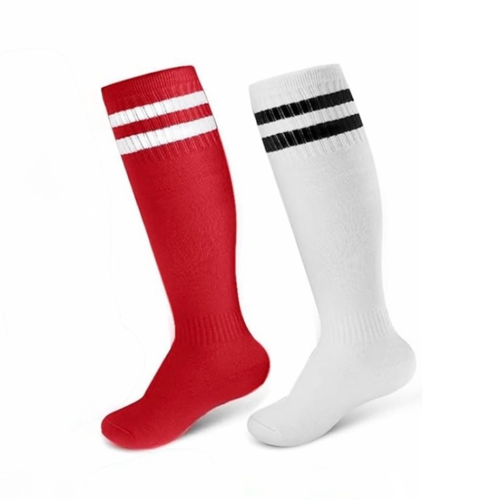 Kids Set of 2 Sports Knee High Socks for 7-10y Shoe Size 1-4 Junior